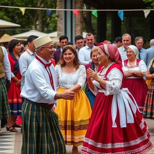 Imagen de un grupo de personas vestidas con trajes tradicionales bailando una jota.